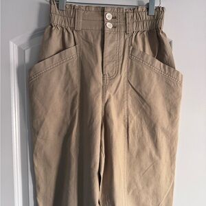 Free People Tapered Utility Trousers Tan Elastic Waist